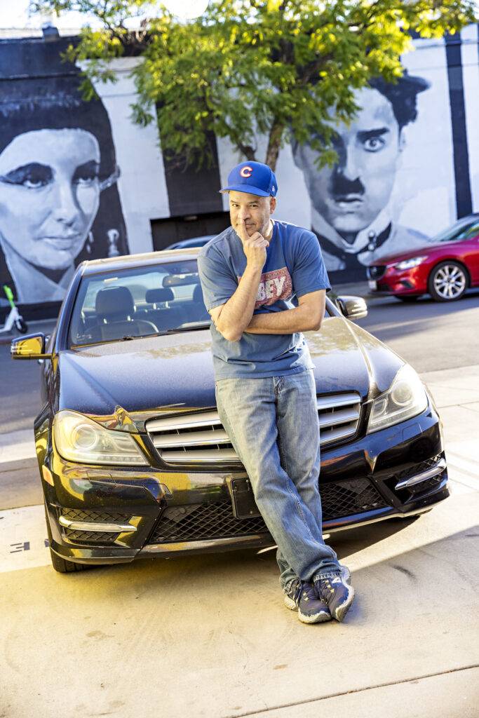 Tony Pierce with a Kia Niro in Santa Monica. 