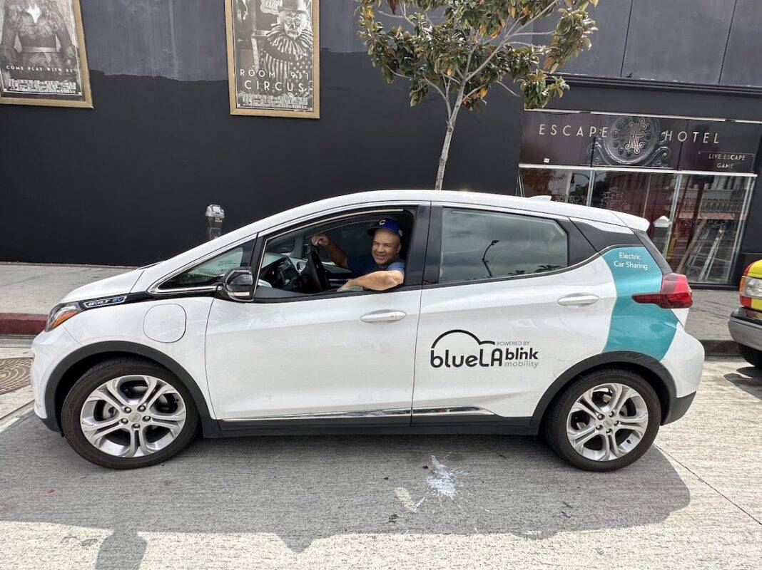 The author inside the Chevy Bolt.